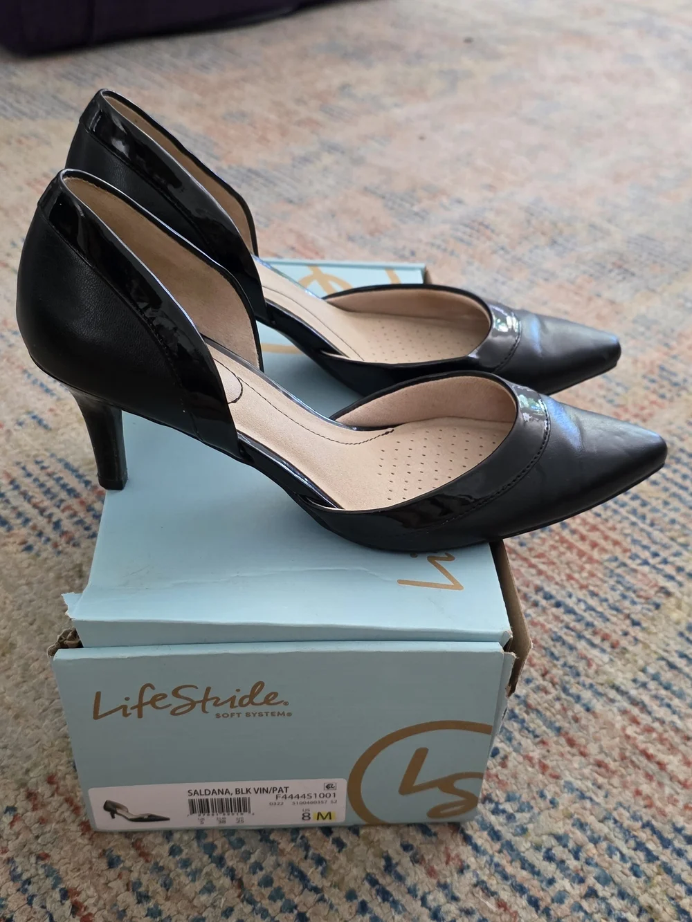 Life Stride Black Pointed D'Orsay Heels
